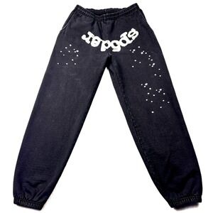 Sp5der Worldwide Black Puff Print Sweatpants Joggers Large Made in Los Angeles